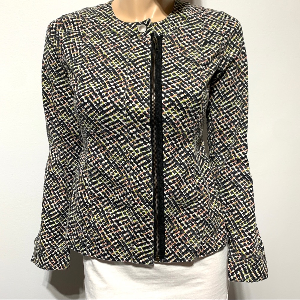Cabi Clifside Moto Jacket Zip Printed Size XS